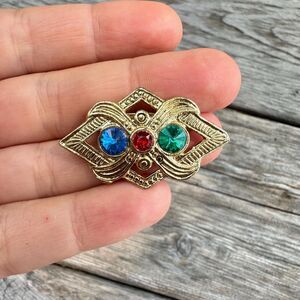 Vintage Jewelry Gold Tone Jewel Tone Small Brooch Pin